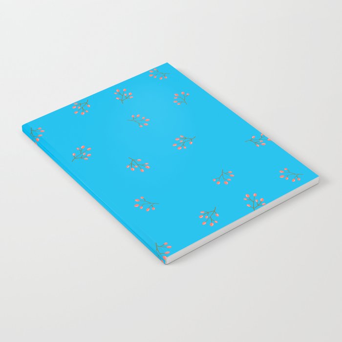 Branches With Red Berries Seamless Pattern on Turquoise Background Notebook