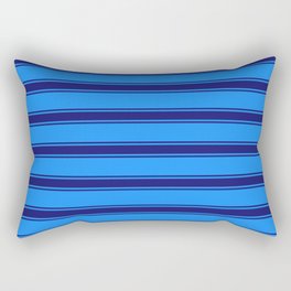 [ Thumbnail: Blue and Midnight Blue Colored Lined/Striped Pattern Rectangular Pillow ]