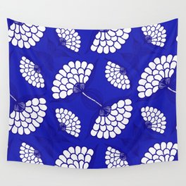 African Floral Motif on Royal Blue Wall Tapestry