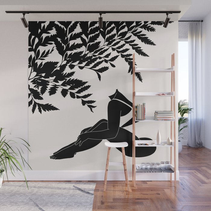 Figure under plant illustration - Tilly Wall Mural