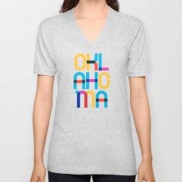Oklahoma State Mid Century, Pop Art Mondrian V Neck T Shirt