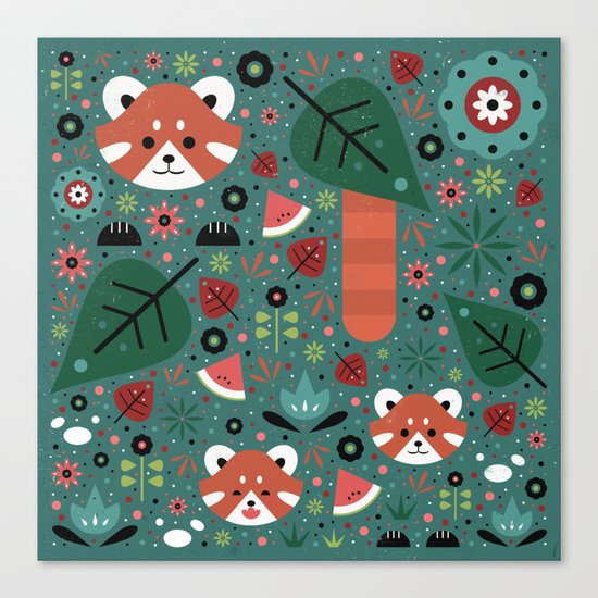 Red Panda & Cubs Canvas Print