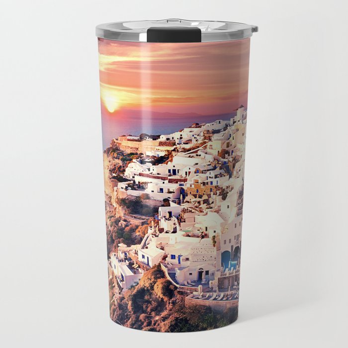 Santorini Sunset View Travel Mug