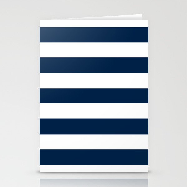 Oxford blue - solid color - white stripes pattern Stationery Cards
