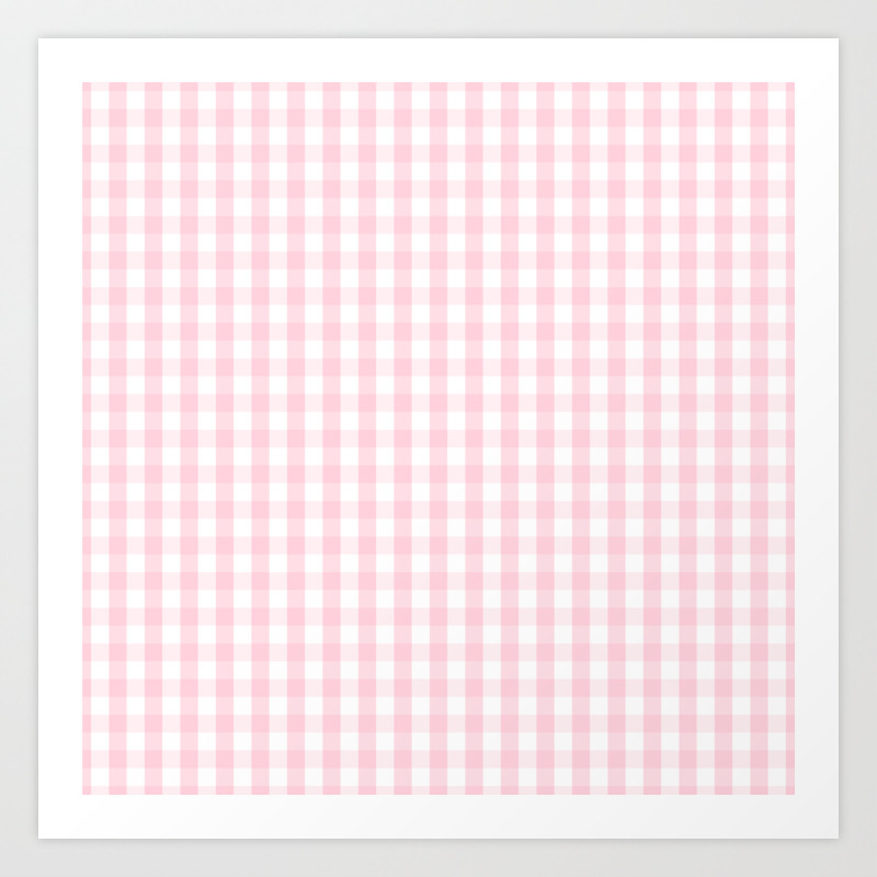 Light Soft Pastel Pink and White Gingham Check Plaid Art Print