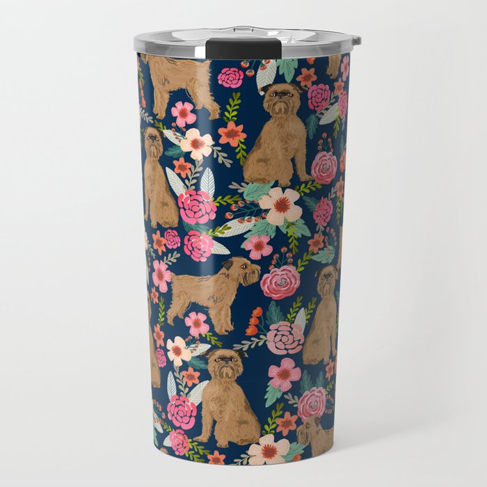 Brussels Griffon florals pattern for dog lovers custom pet friendly gifts for all dog breeds Travel Mug