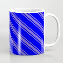 [ Thumbnail: Blue and Slate Blue Colored Striped/Lined Pattern Coffee Mug ]