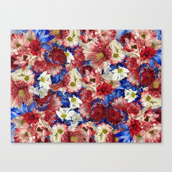 Red White Blue Flora Canvas Print