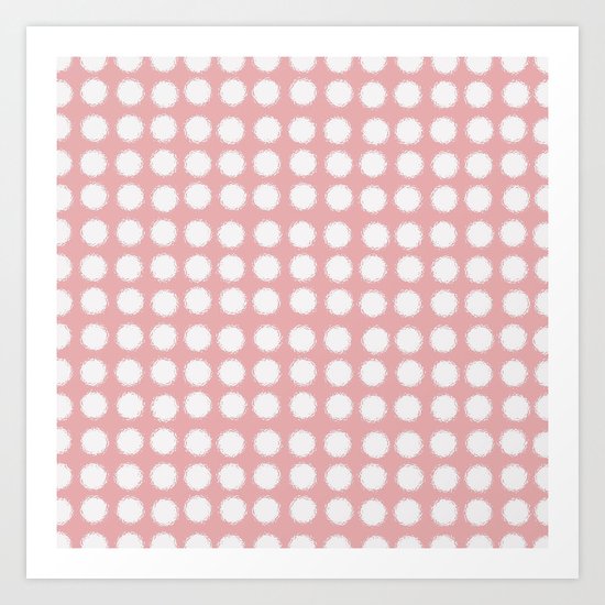 milk glass polka dots pink Art Print