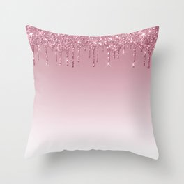 Pink Dripping Glitter Throw Pillow