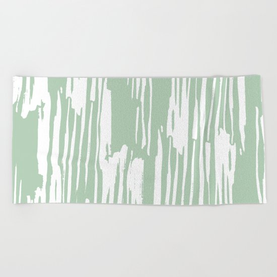 Bamboo Stripe Pastel Cactus Green and White Beach Towel