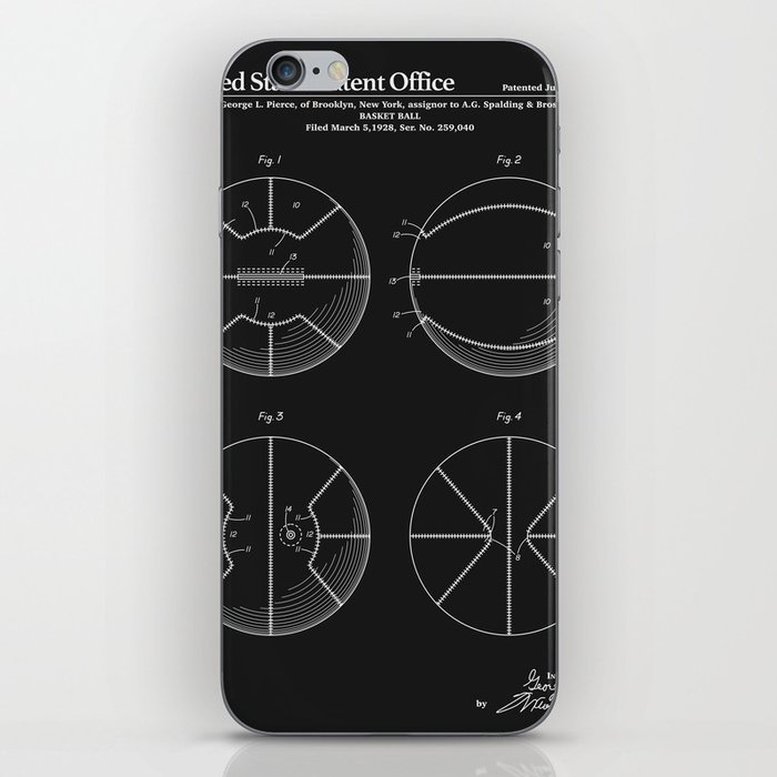 Basketball Patent - Black iPhone Skin