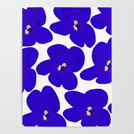Blue Retro Flowers #decor #society6 #buyart Poster