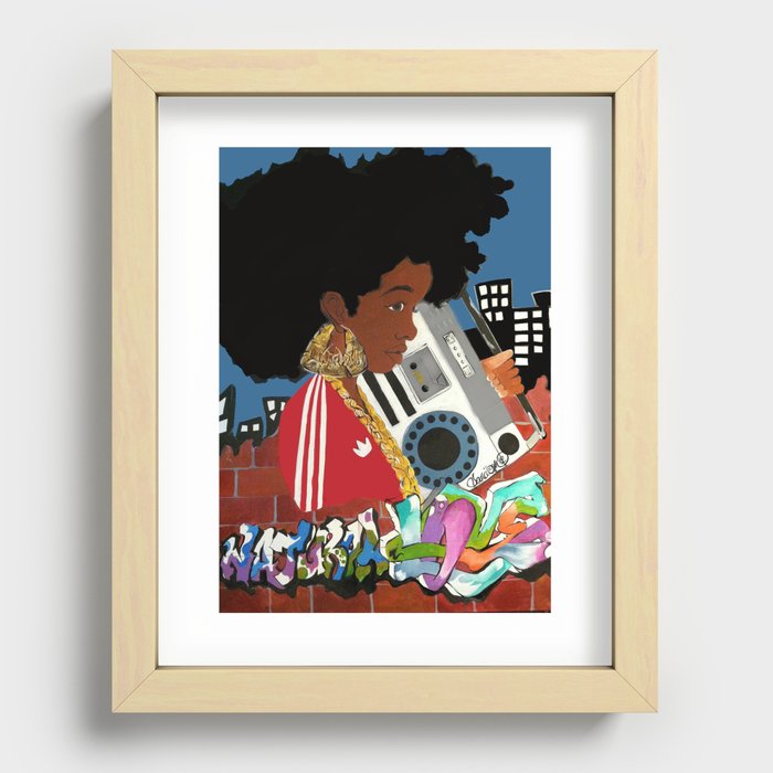 Old school Afro Recessed Framed Print