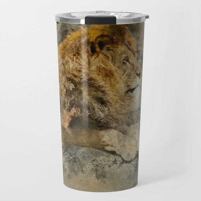 Lion on the rocks Travel Mug