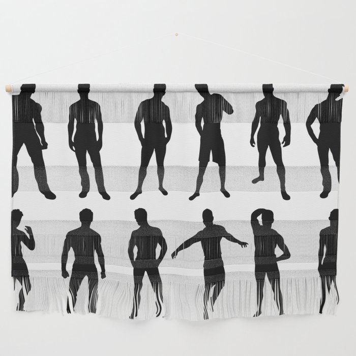 Set of 12 sexy men silhouettes on white background Wall Hanging