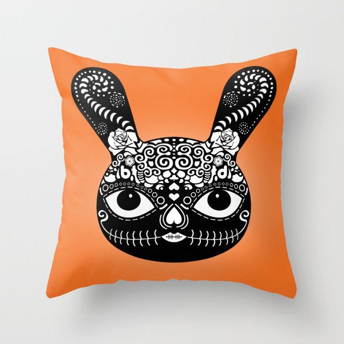 Day Of The Dead Bunny Throw Pillow