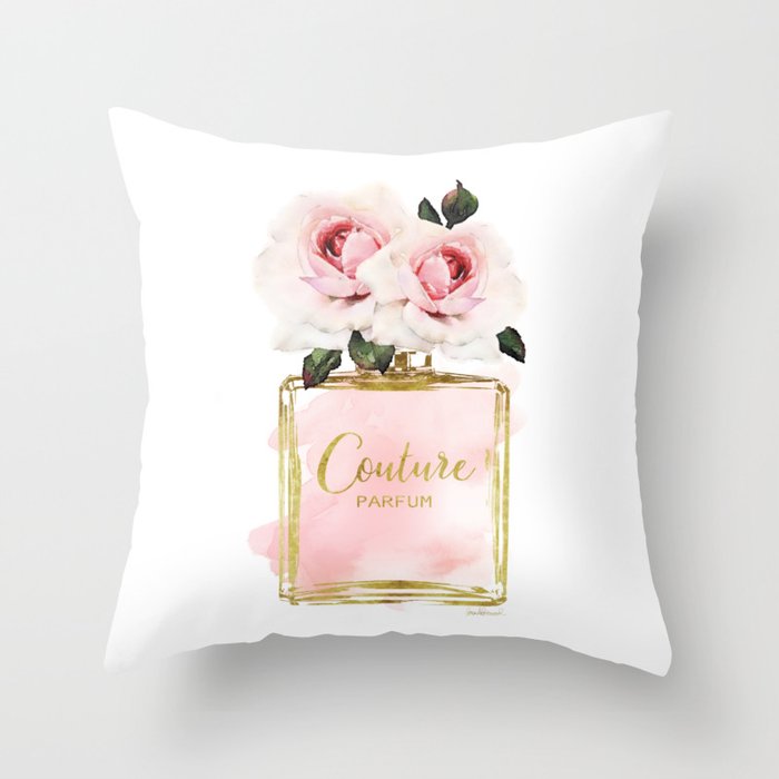 Blush Fashion Books On Pink Flower Wall Throw Pillow By Amanda