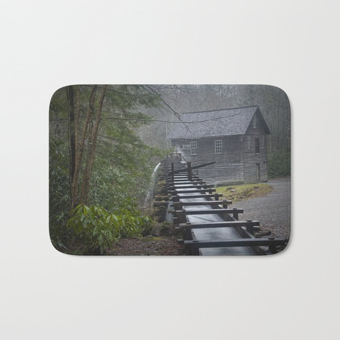 The Old Mingus Mill and Flume in the Great Smoky Mountain National Park in Tennessee Bath Mat