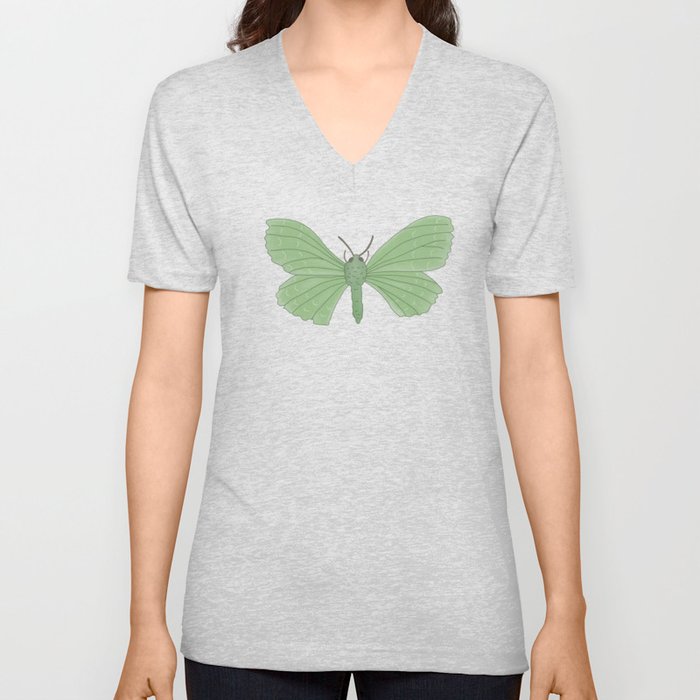 Emerald Moth V Neck T Shirt