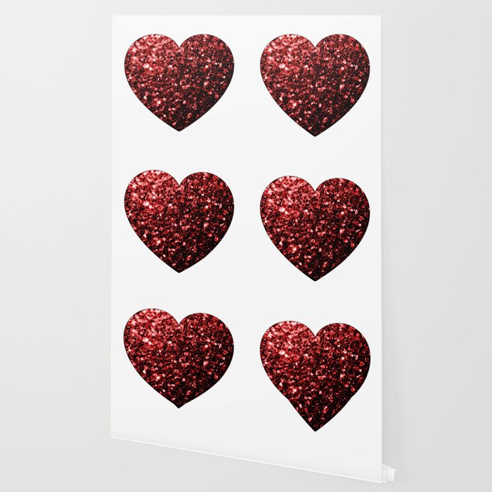 Red Glitter Sparkles Heart On White Wallpaper By Pldesign Society6