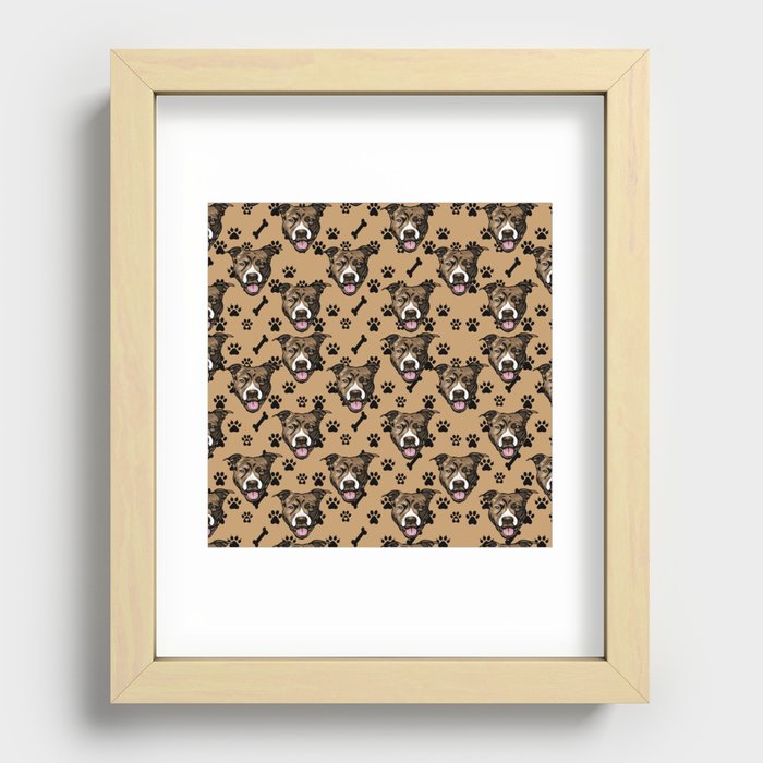 All over dog face pattern design. Recessed Framed Print