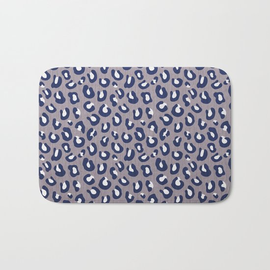 LEOPARD PRINT - NAVY ON GRAY Bath Mat