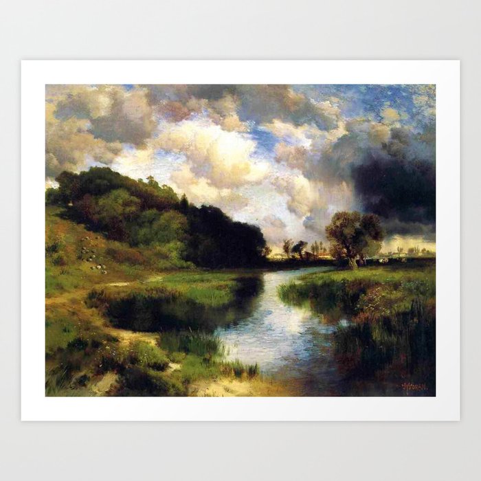 River Landscape, Amagansett, Long Island, New York pastoral by Thomas Mann Art Print