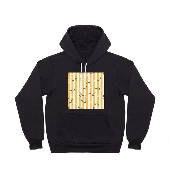 Cute Leaves on Mango Yellow and White Stripes Hoody