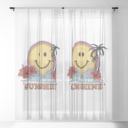 Live In The Sunshine Retro Summer Sheer Curtain