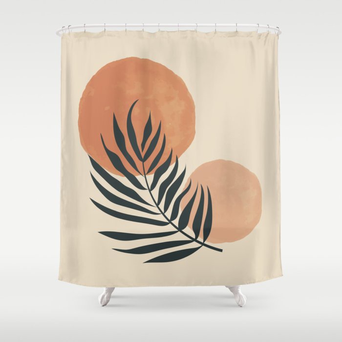 Palm Leaf Mid Century Modern Minimalist Tan Neutral Colors Shower