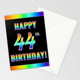 [ Thumbnail: Fun, Colorful, Rainbow Spectrum “HAPPY 44th BIRTHDAY!” Stationery Cards ]