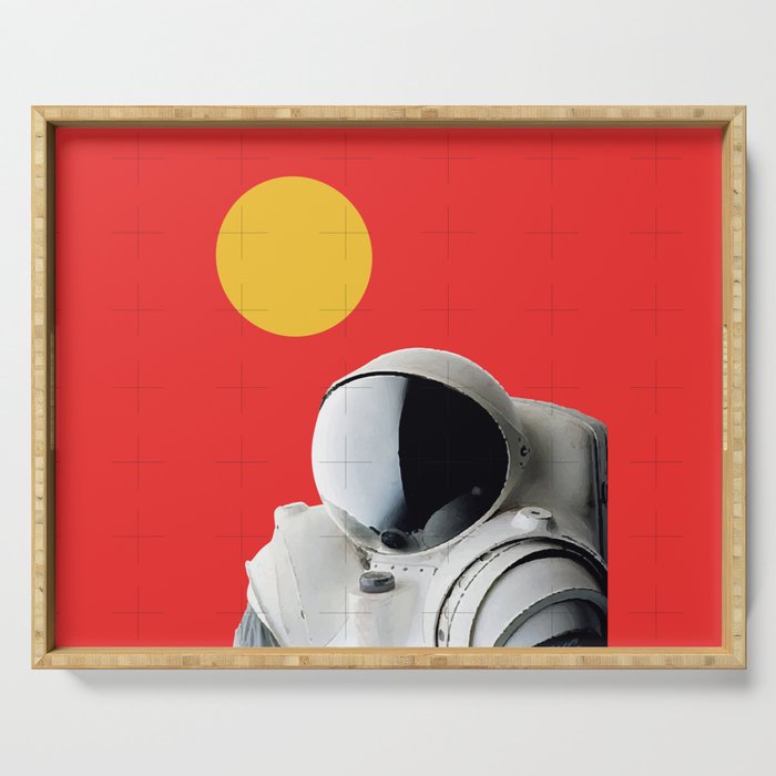 Astronaut Portrait on Red Background Serving Tray