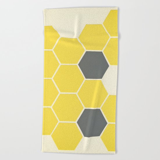 Yellow Honeycomb Beach Towel