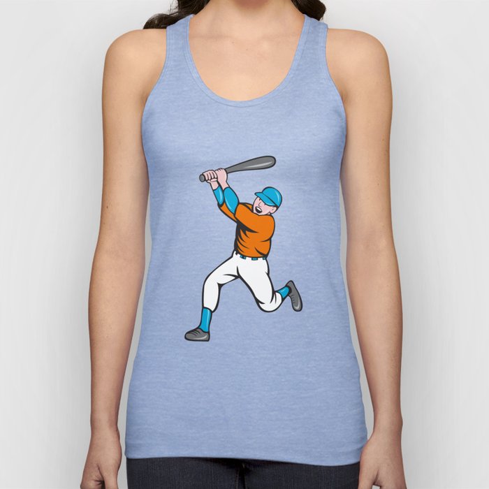 American Baseball Player Batting Homer Cartoon Tank Top