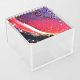 Neon marble space #1: purple, red, stars Acrylic Box
