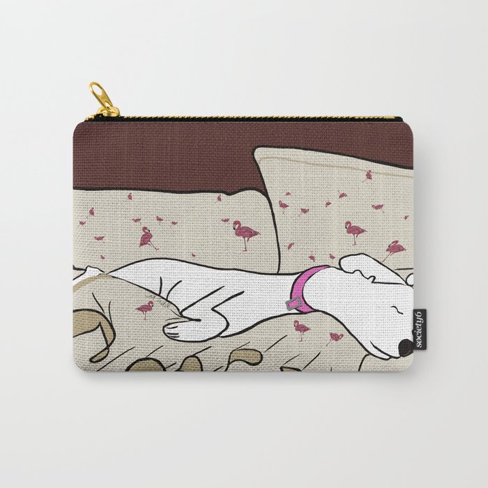 Dog In A Pile of Blankets Carry-All Pouch | Drawing, Digital, Dog, Blankets, Dog-sleeping, White-dog, Puppy, Cute, Animals, Adorable