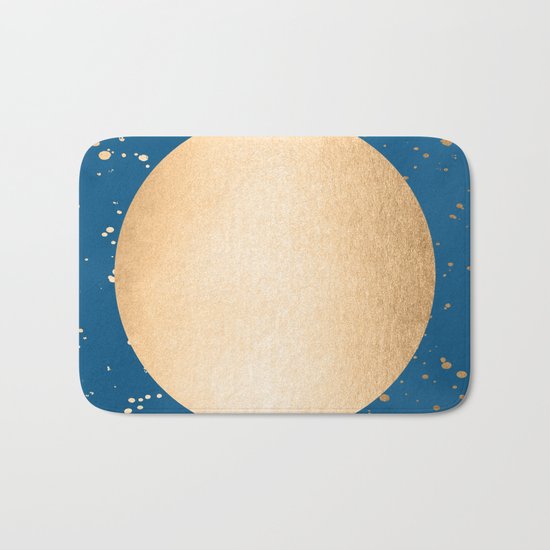 Paint Spatter Sun - Orange Sherbet Shimmer on Saltwater Taffy Teal Bath Mat