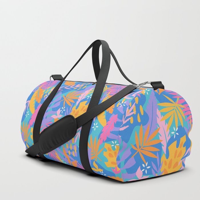 Bright Tropical on Cyan Duffle Bag