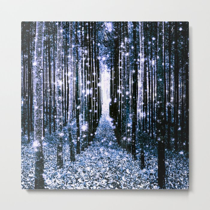 Magical Forest Dark Blue Elegance Metal Print