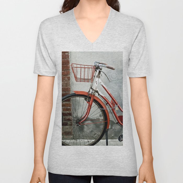 Red bicycle V Neck T Shirt