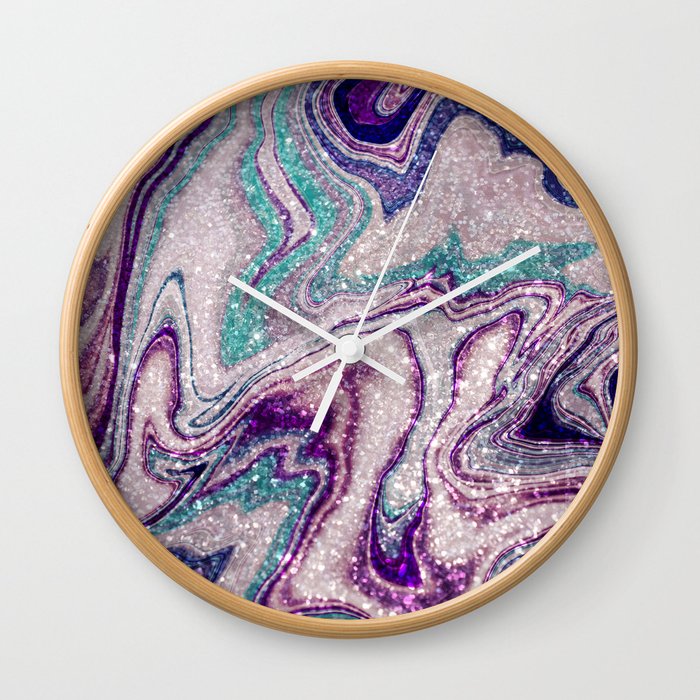 Liquid Unicorn Glitter Marble Dream #1 (Faux Glitter) #decor #art #society6 Wall Clock