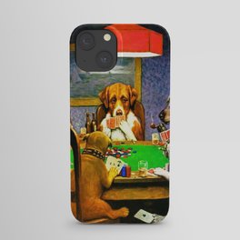  Dogs Playing Poker, by Cassius Marcellus Coolidge - Vintage Painting iPhone Case