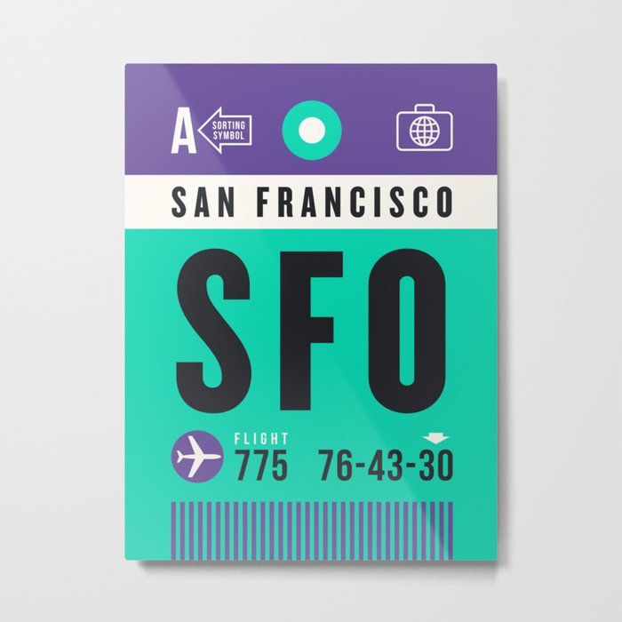 Luggage Tag A - SFO San Francisco USA Metal Print