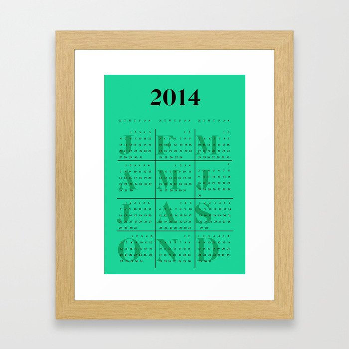 2014 Calendar Print Framed Art Print