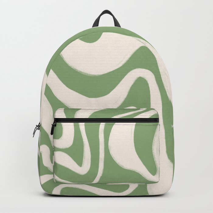 Cheerful Sage Green Liquid Swirl  Backpack