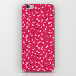 Mini pattern flowers on red. Daisies pattern 00166 iPhone Skin
