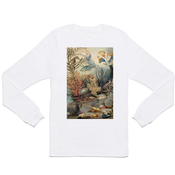 Ocean Life by James M Sommerville 1859 Funky Quirky Cute Cozy Boho Maximalism Maximalist Long Sleeve T Shirt