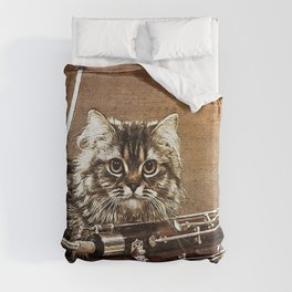 Music was my first love - cat and bassoon Duvet Cover