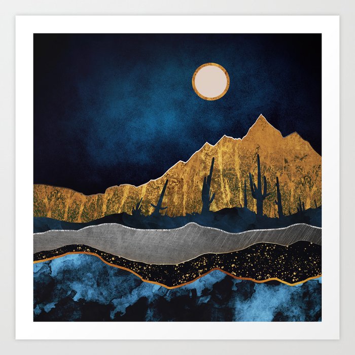 Midnight Desert Moon Art Print